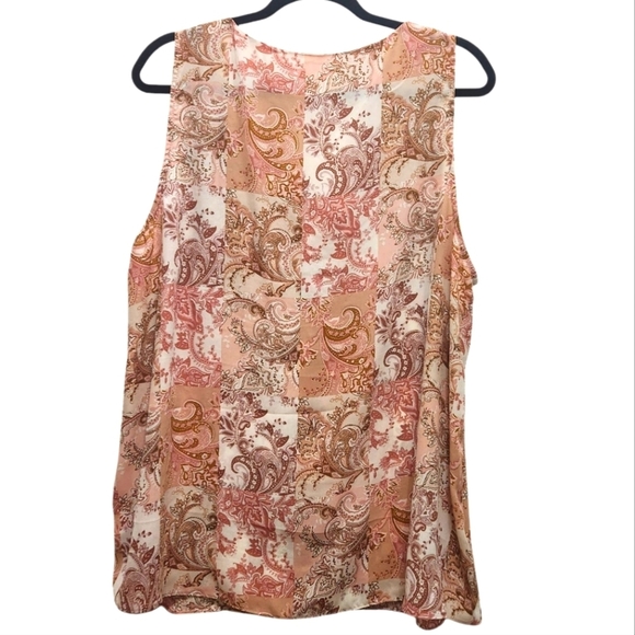 Savanna Jane Sleeveless Top Tank Blouse Paisley Floral Embroidered Beige Plus 1X - Picture 4 of 5